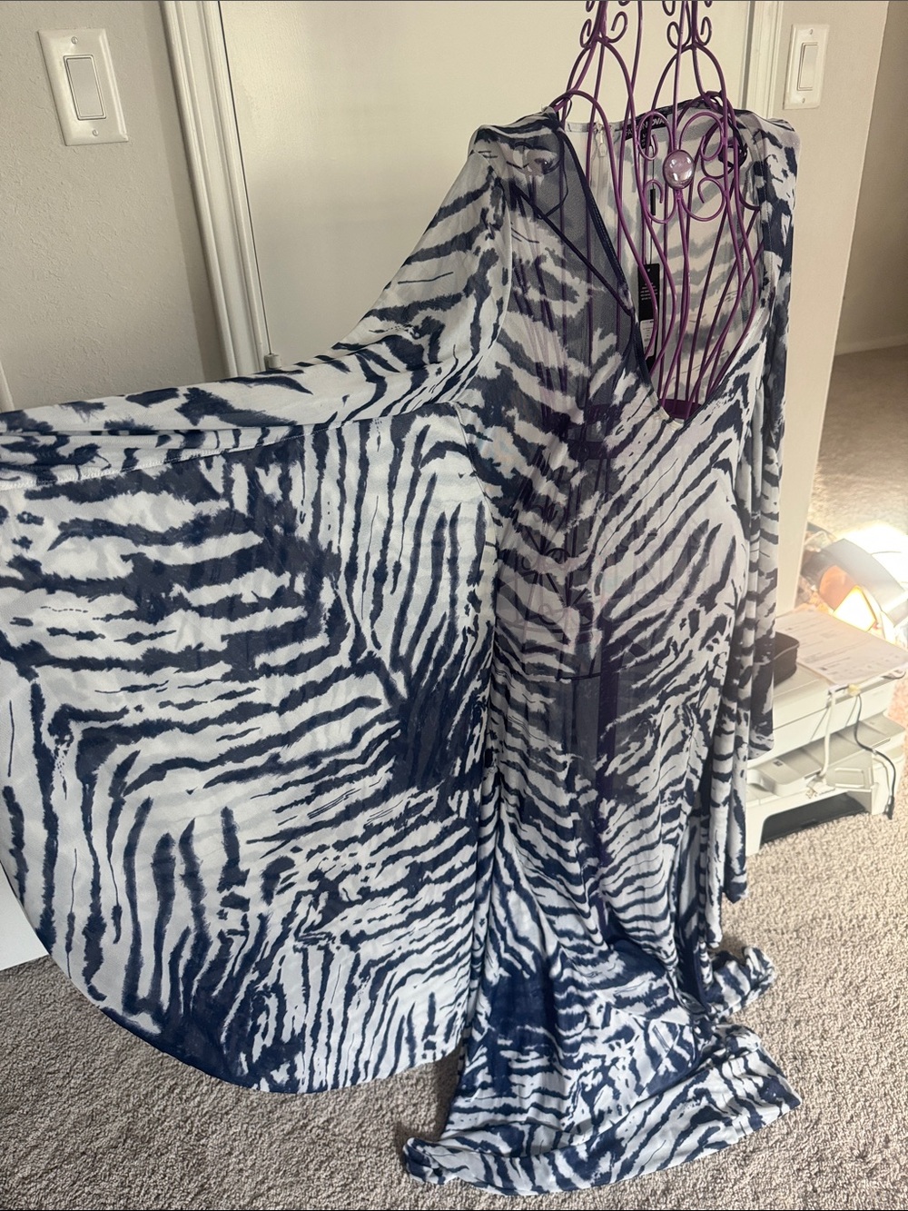 Fashion Nova Navy and White Zebra Print Maxi Dress - Picture 2 of 5